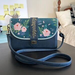 Gorgeous blue floral leather bag!
